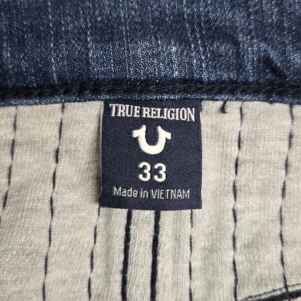 True Religion Geno Relaxed Slim Jean Men 33 Moto Biker Distressed Zipper Pockets - Picture 7 of 13